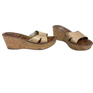 Sam Edelman Reid Nude Women's Platform Wedge Slide Sandals size 10